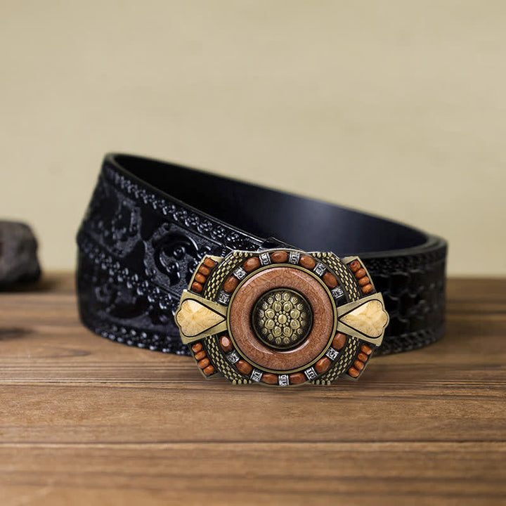 DIY Leder Gütel für Herren mit indische Holzperlen Schnalle