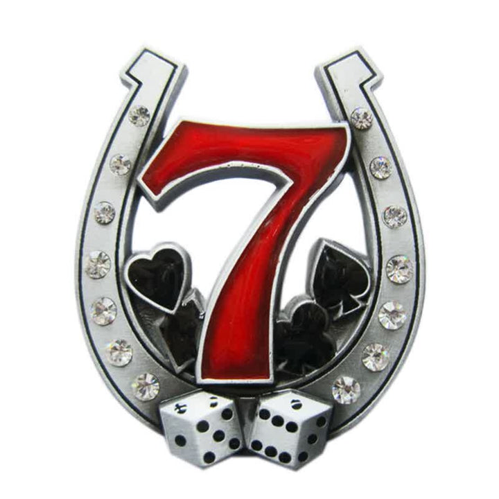 DIY-Hufeisen-Lucky 7 Casino-Schnalle Ledergürtel für Männer