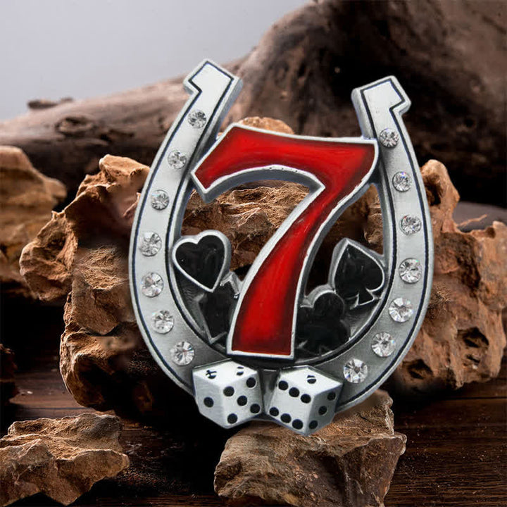 DIY-Hufeisen-Lucky 7 Casino-Schnalle Ledergürtel für Männer