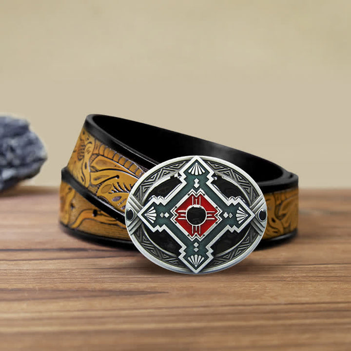 Herren DIY Native Indian Western Schnallengürtel aus Leder