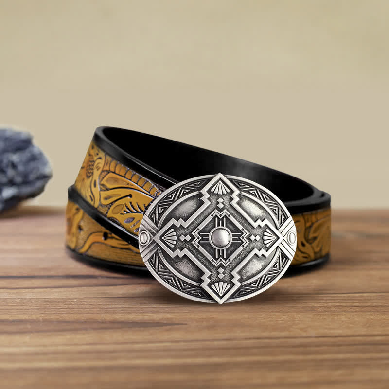Herren DIY Native Indian Western Schnallengürtel aus Leder