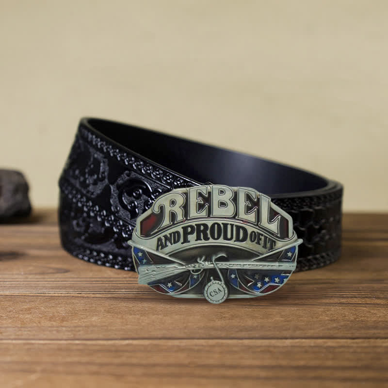 Herren DIY Western Flag Proud Schnallen-Ledergürtel