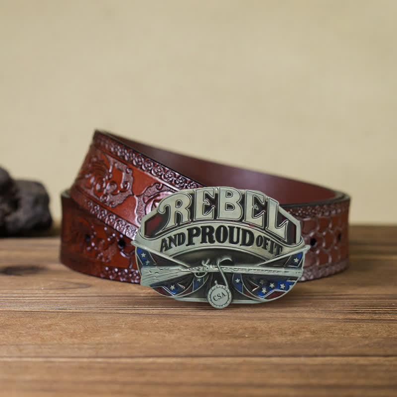 Herren DIY Western Flag Proud Schnallen-Ledergürtel