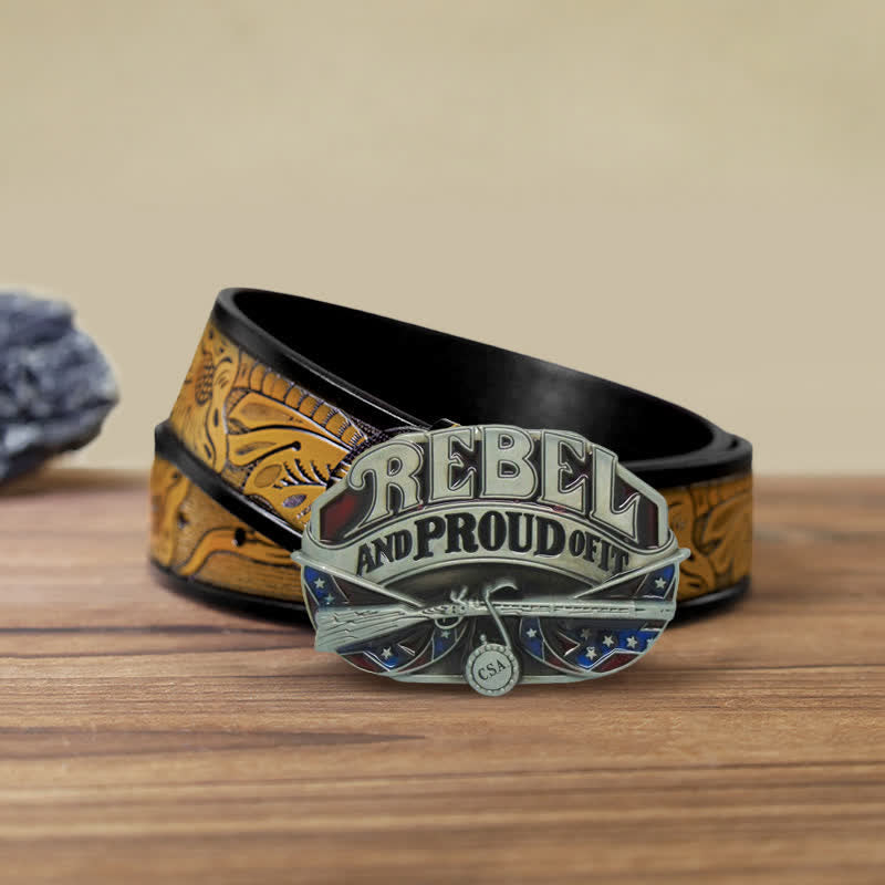 Herren DIY Western Flag Proud Schnallen-Ledergürtel