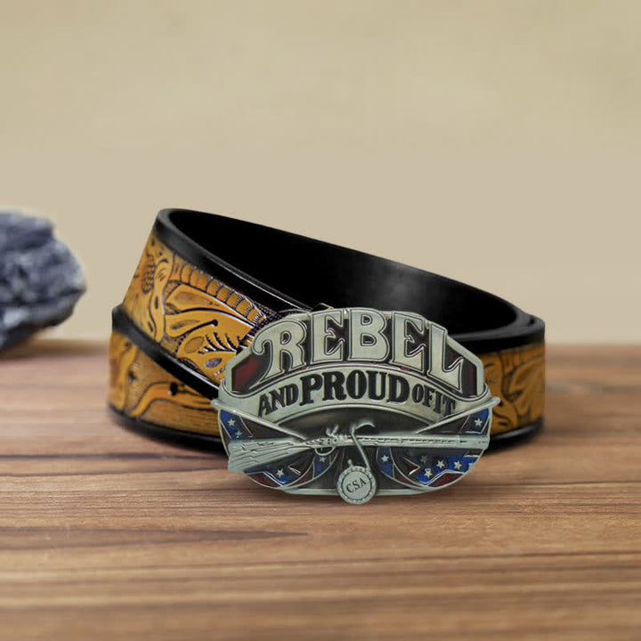 Herren DIY Western Flag Proud Schnallen-Ledergürtel