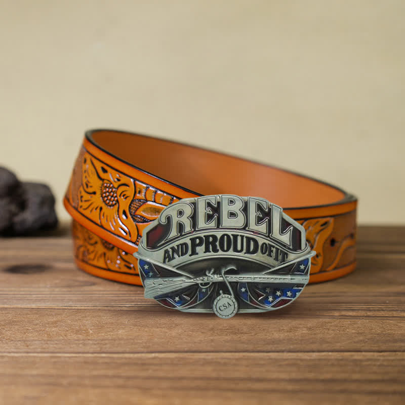 Herren DIY Western Flag Proud Schnallen-Ledergürtel
