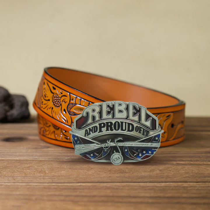 Herren DIY Western Flag Proud Schnallen-Ledergürtel