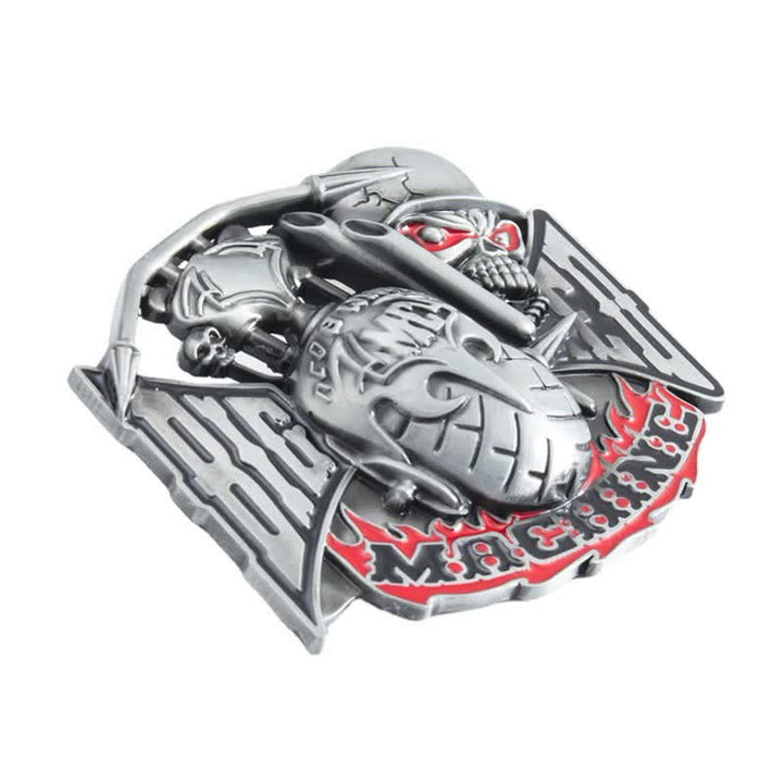 Herren DIY Machine Skull Biker Schnalle Ledergürtel