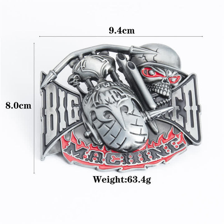 Herren DIY Machine Skull Biker Schnalle Ledergürtel