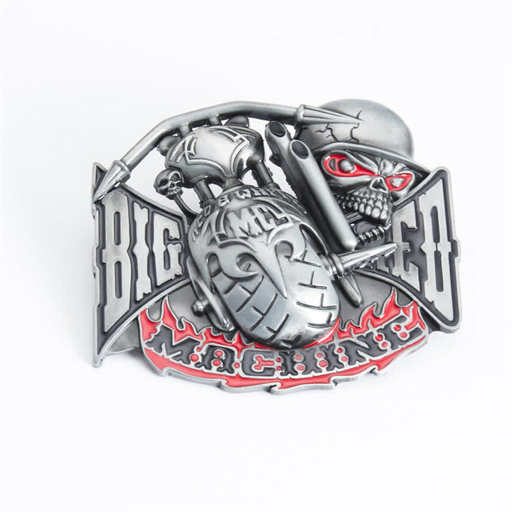 Herren DIY Machine Skull Biker Schnalle Ledergürtel
