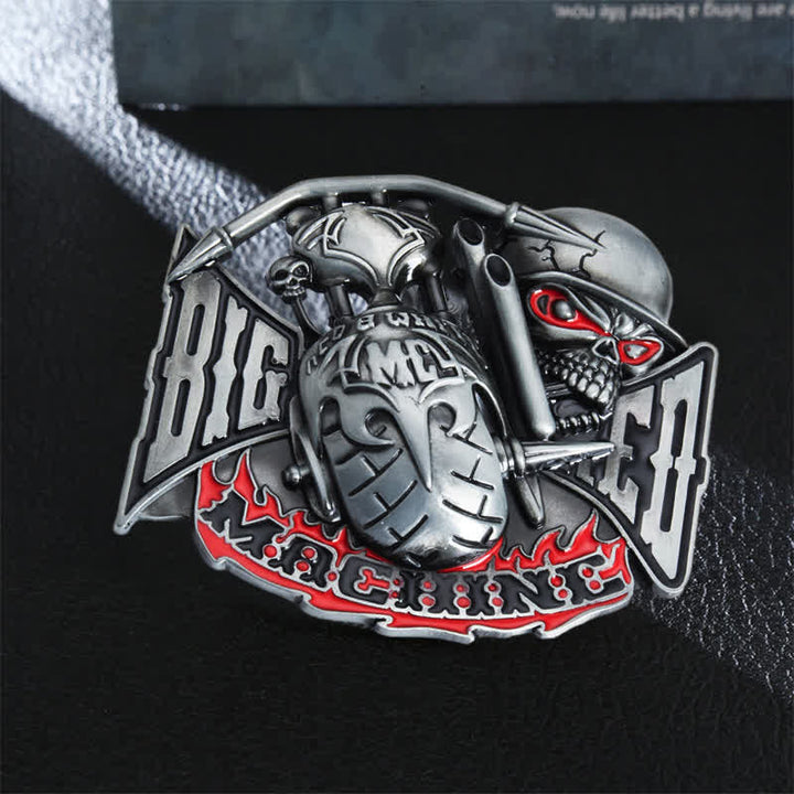 Herren DIY Machine Skull Biker Schnalle Ledergürtel