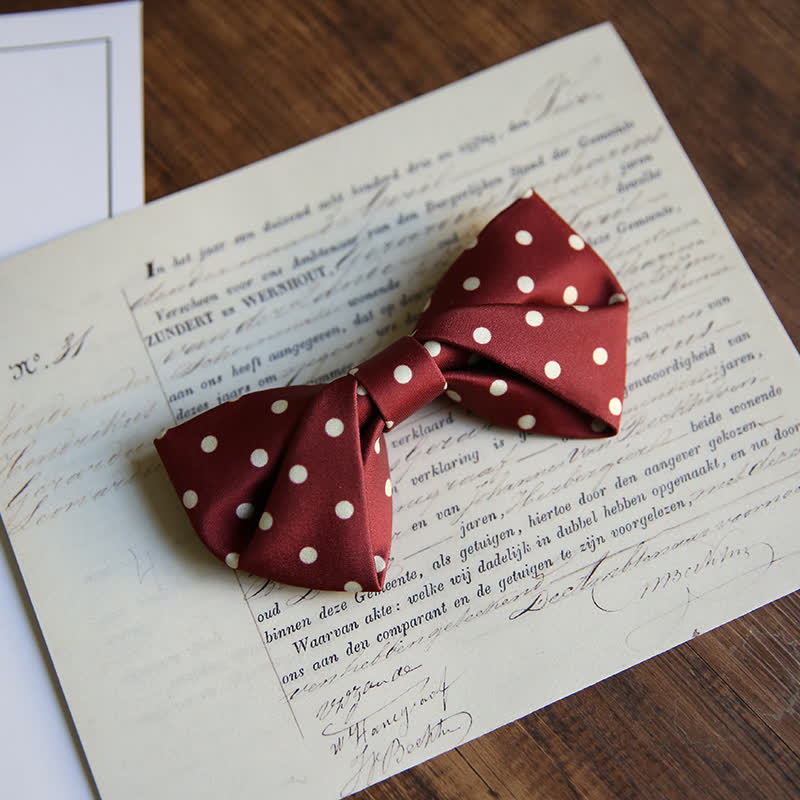 Elegante weiße Herrenfliege mit weißen Punkten - Stil Nr. 2 - Burgund - image 3