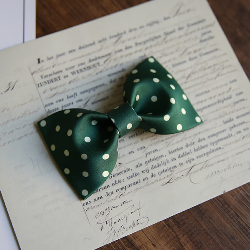 Elegante weiße Herrenfliege mit weißen Punkten - Stil Nr. 1 - Dunkelgrün - image 2