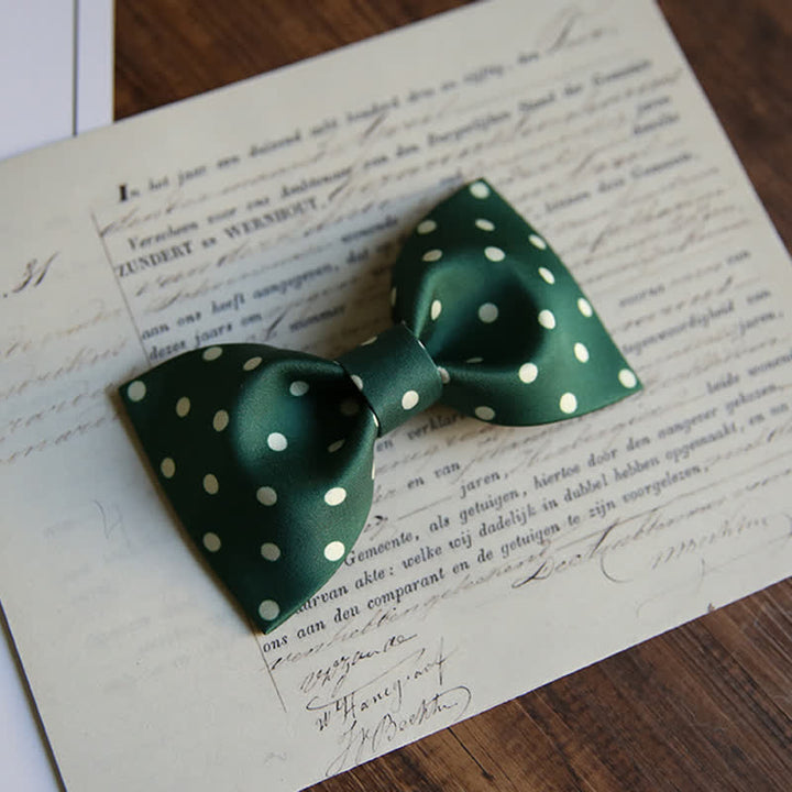 Elegante weiße Herrenfliege mit weißen Punkten - Stil Nr. 1 - Dunkelgrün - image 2