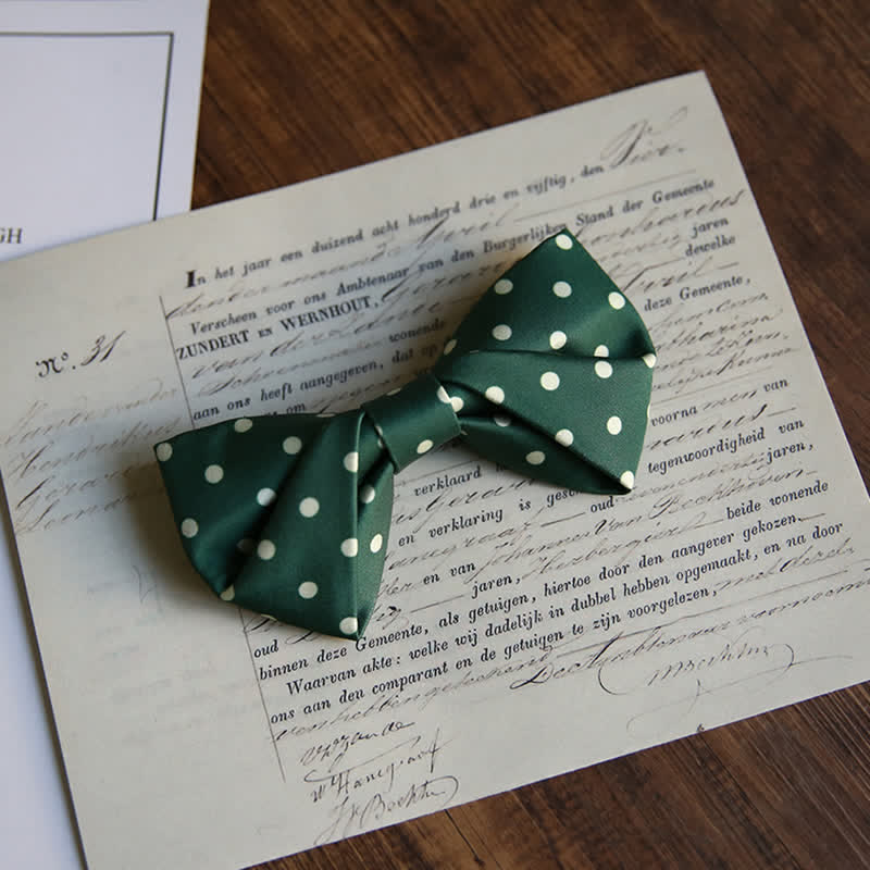 Elegante weiße Herrenfliege mit weißen Punkten - Stil Nr. 2 - Dunkelgrün - image 4