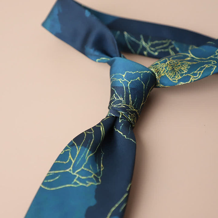 Retro Elegante Blumenmuster Krawatte für Herren