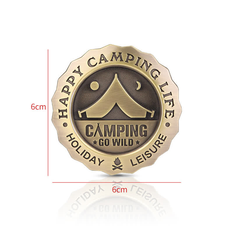 Happy Camping Life Go Wild Metallaufkleber Autoabzeichen