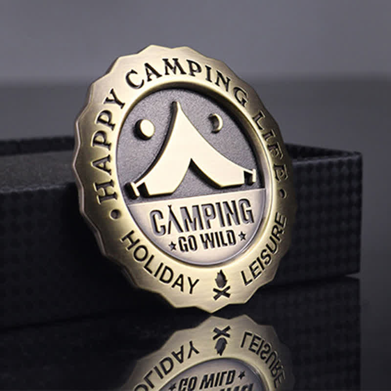 Happy Camping Life Go Wild Metallaufkleber Autoabzeichen