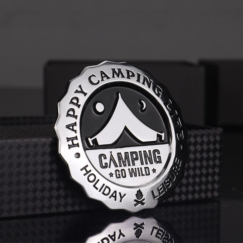 Happy Camping Life Go Wild Metallaufkleber Autoabzeichen