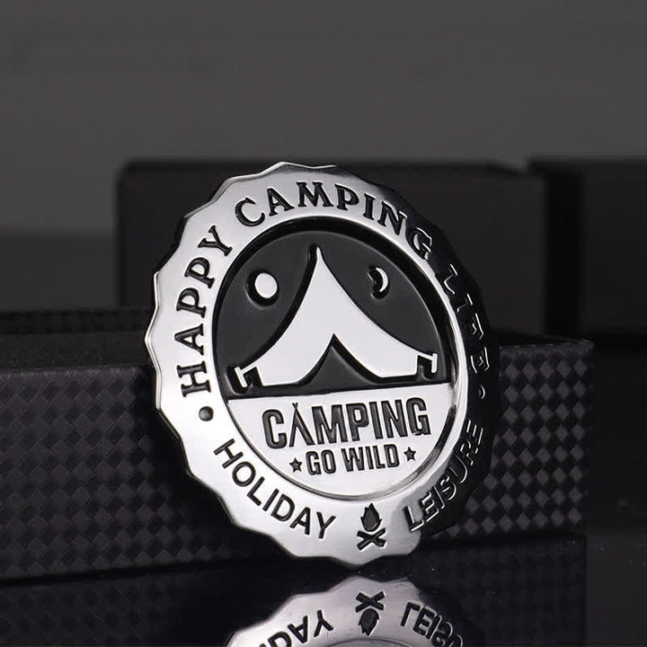 Happy Camping Life Go Wild Metallaufkleber Autoabzeichen
