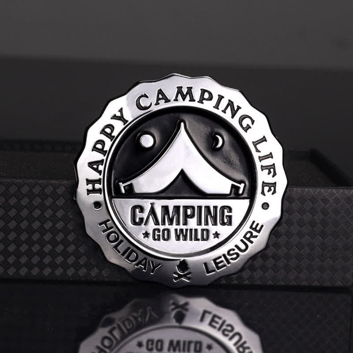 Happy Camping Life Go Wild Metallaufkleber Autoabzeichen