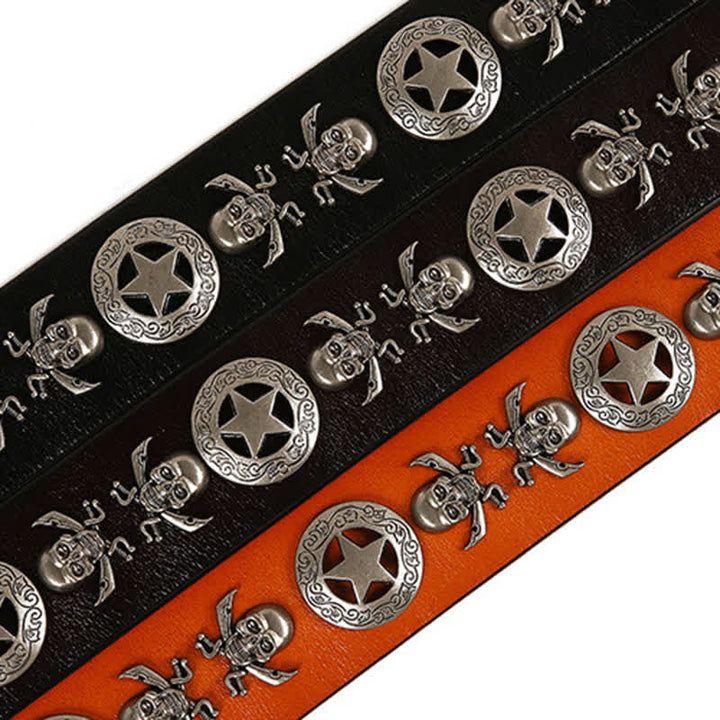 Unisex Punk-Stil Schädel Stern Nieten Ledergürtel
