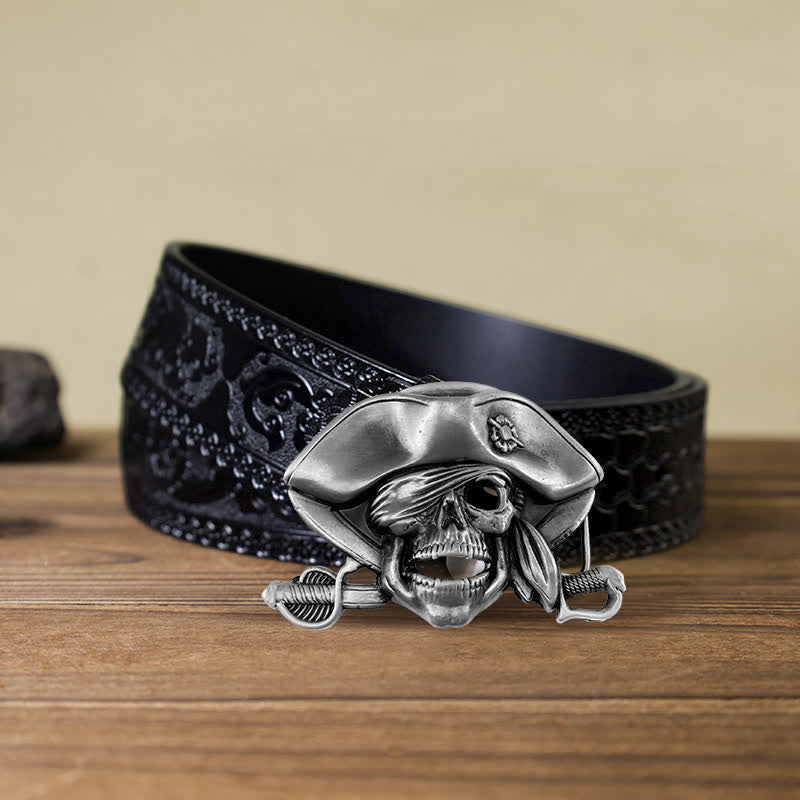 Herren-DIY-Punk-Stil Schädel-Piratenschnalle Ledergürtel