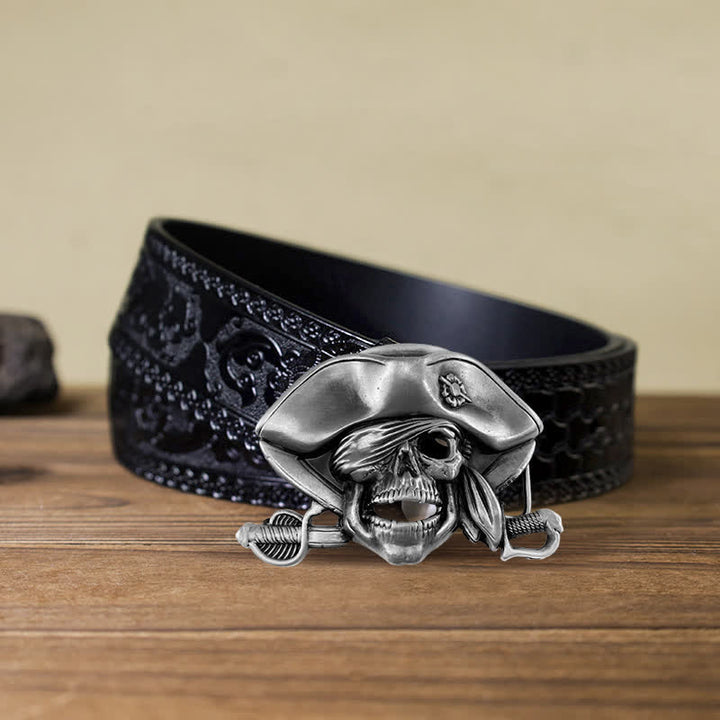 Herren-DIY-Punk-Stil Schädel-Piratenschnalle Ledergürtel