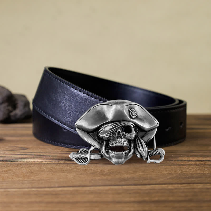Herren-DIY-Punk-Stil Schädel-Piratenschnalle Ledergürtel