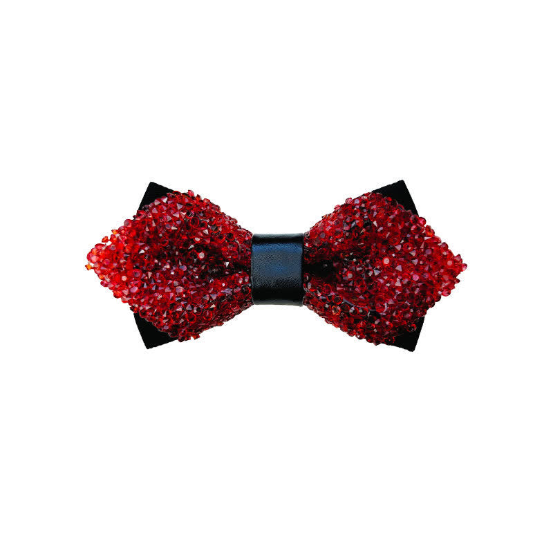 Herren Glitter Strass Doppelschichtige Spitzfliege - Rot - image 1