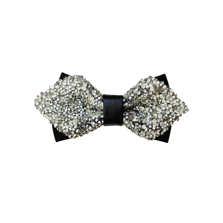 Herren Glitter Strass Doppelschichtige Spitzfliege - Silber - image 9