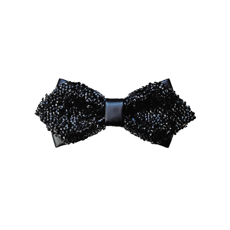 Herren Glitter Strass Doppelschichtige Spitzfliege - Schwarz - image 4