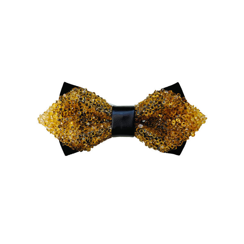 Herren Glitter Strass Doppelschichtige Spitzfliege - Gold - image 5