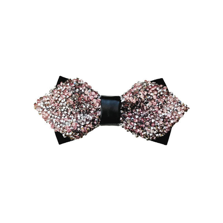 Herren Glitter Strass Doppelschichtige Spitzfliege - Rosa & Silber - image 11