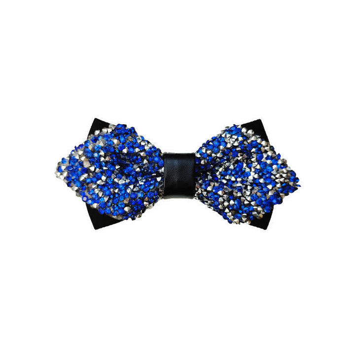 Herren Glitter Strass Doppelschichtige Spitzfliege - Blau & Silber - image 12
