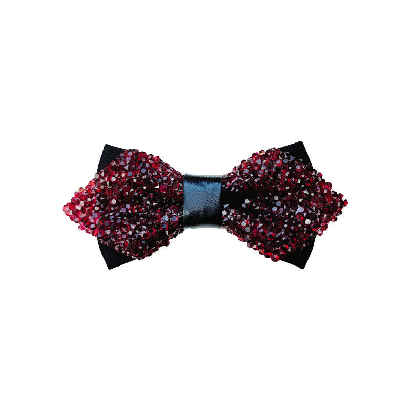 Herren Glitter Strass Doppelschichtige Spitzfliege - Burgund - image 3