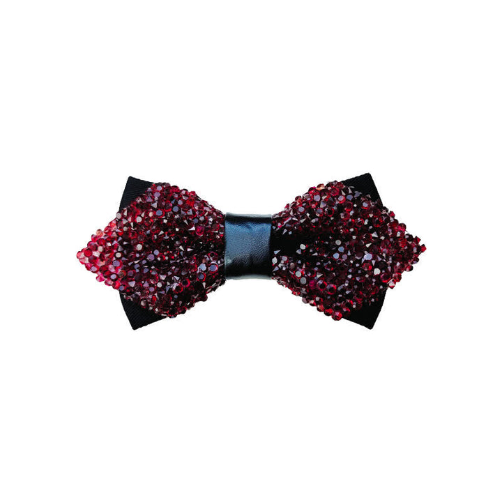 Herren Glitter Strass Doppelschichtige Spitzfliege - Burgund - image 3