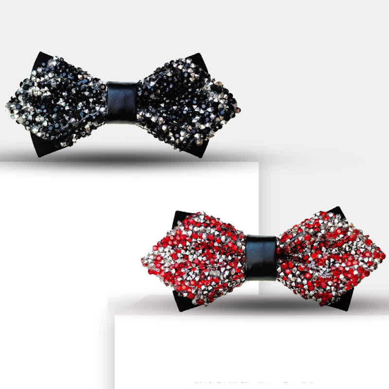 Herren Glitter Strass Doppelschichtige Spitzfliege - image 7