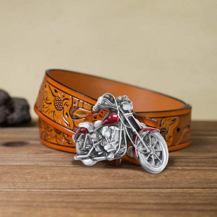 Männer DIY Cooler Motorrad-Schnallen-Gürtel aus Leder