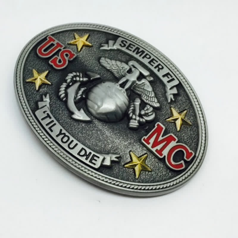 Herren DIY US Marine Corps Schnallengürtel aus Leder