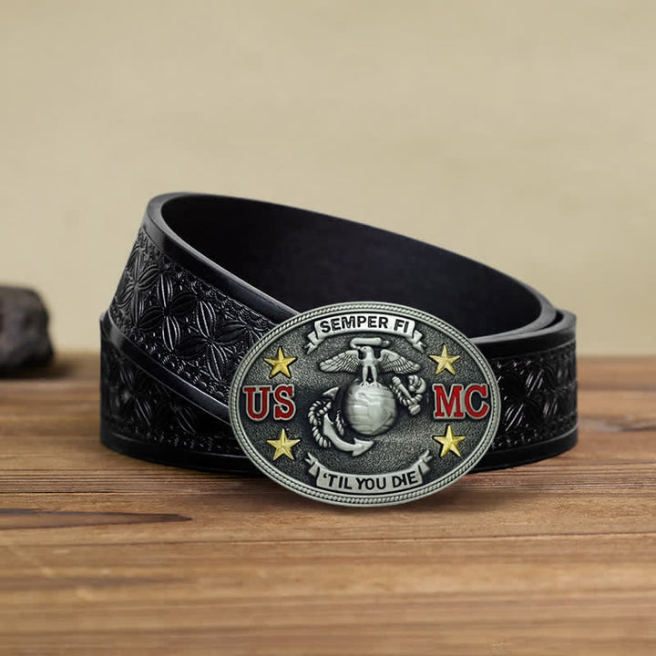 Herren DIY US Marine Corps Schnallengürtel aus Leder