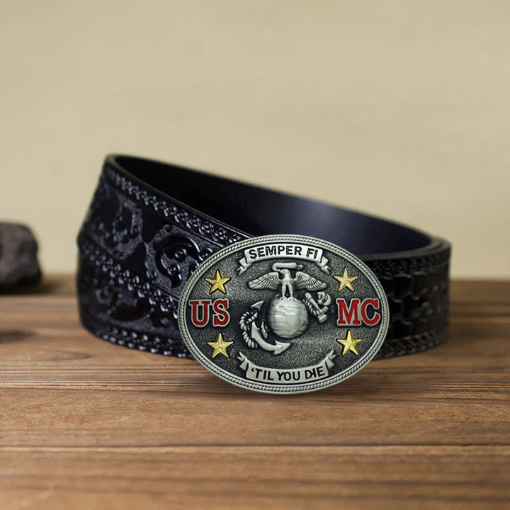 Herren DIY US Marine Corps Schnallengürtel aus Leder