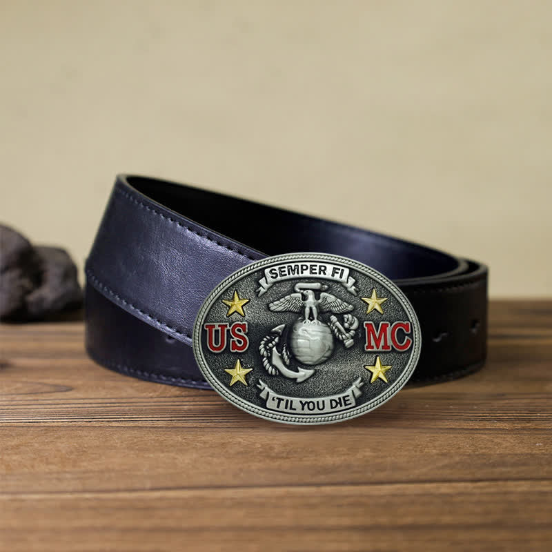 Herren DIY US Marine Corps Schnallengürtel aus Leder