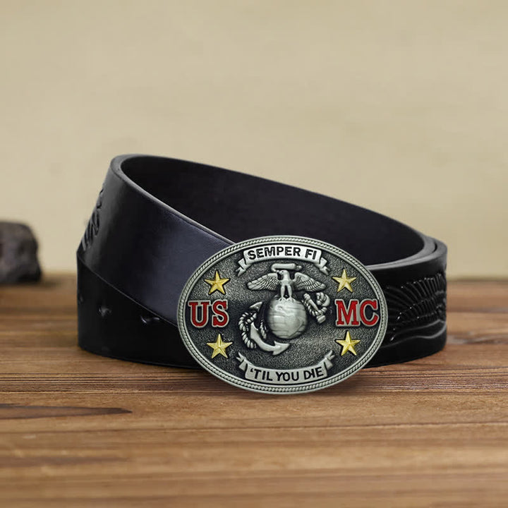 Herren DIY US Marine Corps Schnallengürtel aus Leder