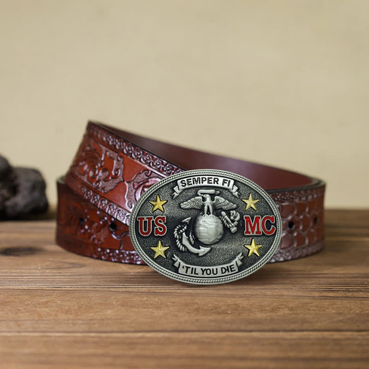 Herren DIY US Marine Corps Schnallengürtel aus Leder
