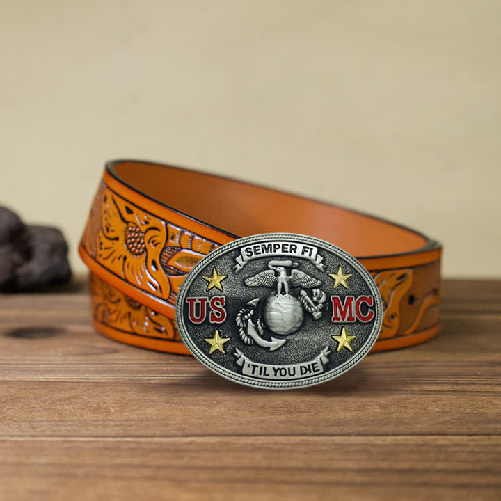 Herren DIY US Marine Corps Schnallengürtel aus Leder