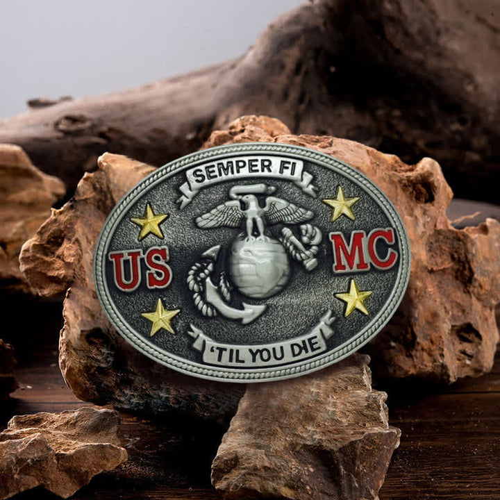 Herren DIY US Marine Corps Schnallengürtel aus Leder