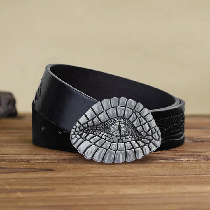 Herren DIY Watcher Alligator Auge Schnalle Ledergürtel