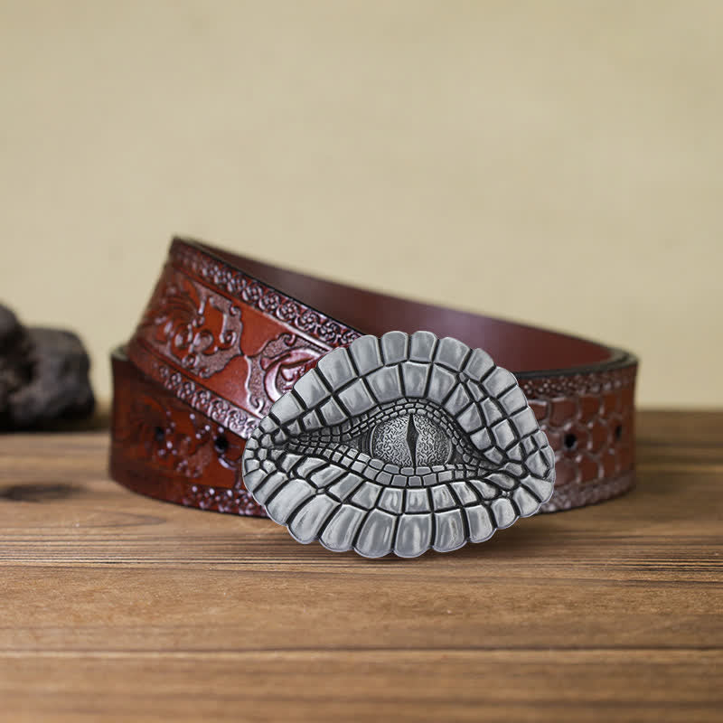 Herren DIY Watcher Alligator Auge Schnalle Ledergürtel