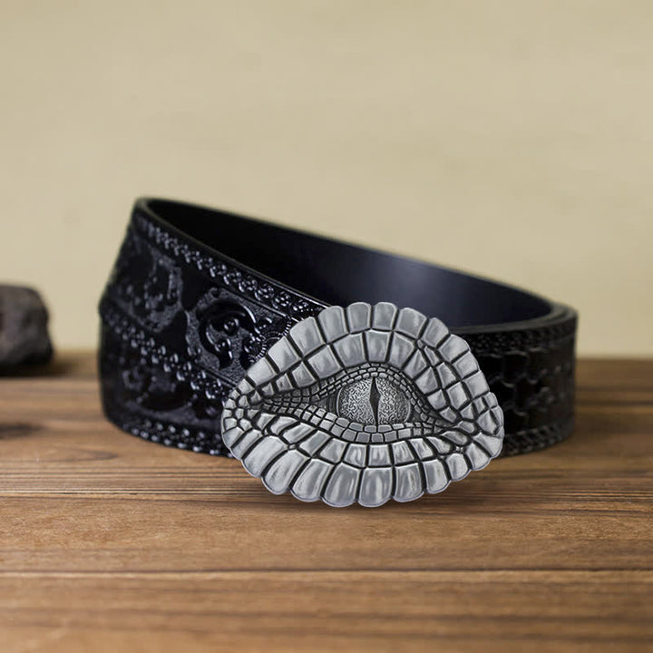 Herren DIY Watcher Alligator Auge Schnalle Ledergürtel